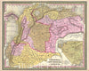 Historic Map : Mitchell Map of Venezuela, Colombia and Ecuador, 1849, Vintage Wall Art