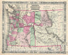Historic Map : Johnson Map of Washington, Oregon and Idaho, 1866, Vintage Wall Art