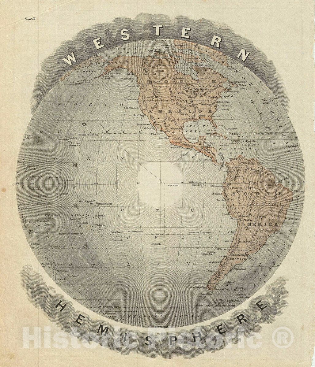 Historic Map : Warren Antique Map of The Western Hemisphere, 1879, Vintage Wall Art