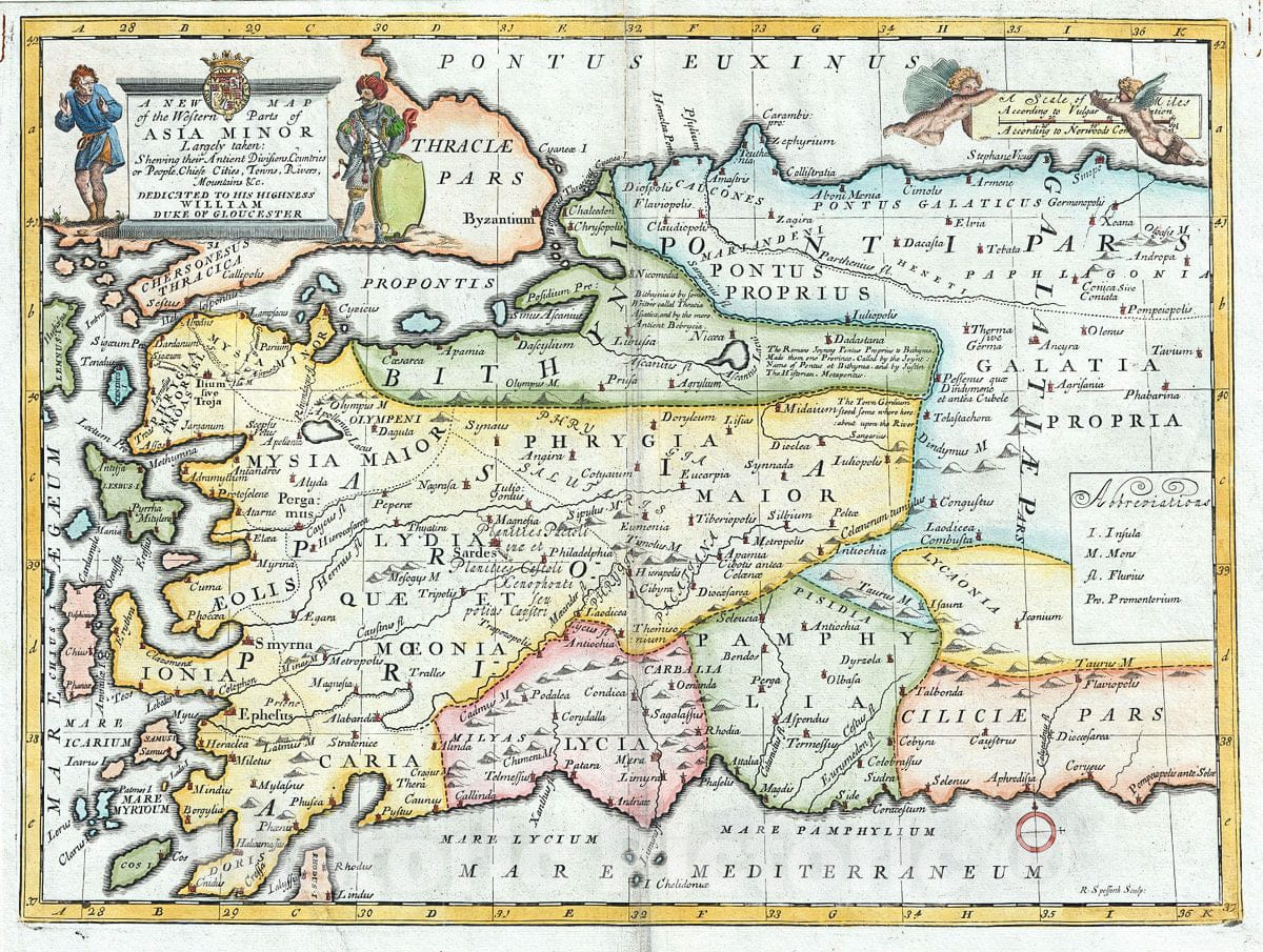 Historic Map : Wells Map of Asia Minor (Turkey), 1712, Vintage Wall Art