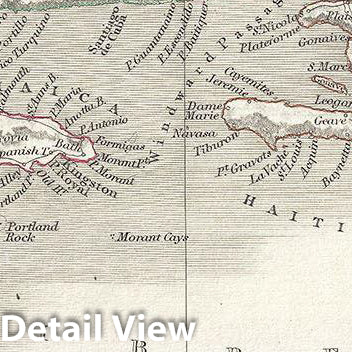 Historic Map : Black Map of The West Indies, 1844, Vintage Wall Art