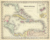 Historic Map : Colton Map of The West Indies, 1856, Vintage Wall Art
