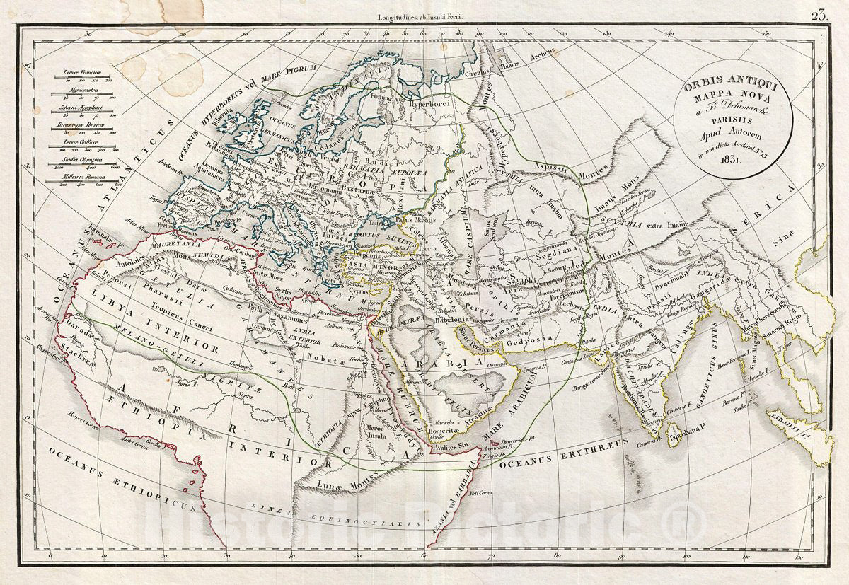 Historic Map : Delamarche Map of The Ancient World: Europe, Africa, Asia, 1832, Vintage Wall Art