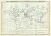 Historic Map : Black Map or Chart of The World's Isothermal Lines, 1851, Vintage Wall Art
