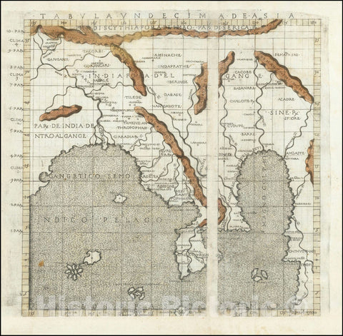 Historic Map : Tabula Decima De Asia , 1482, Vintage Wall Art