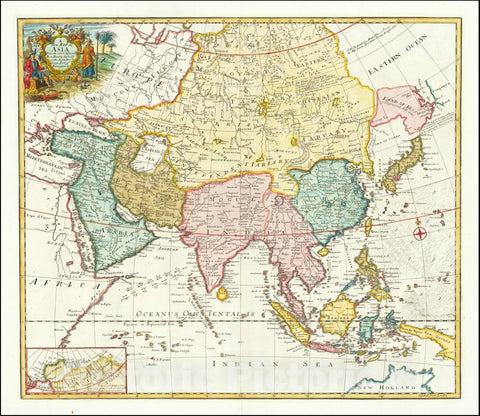 Historic Map : A New Asia from the latest Observations Most Humbly Inscrib'd to the Right Honbl. George Earl of Warrington &c , 1721, Vintage Wall Art