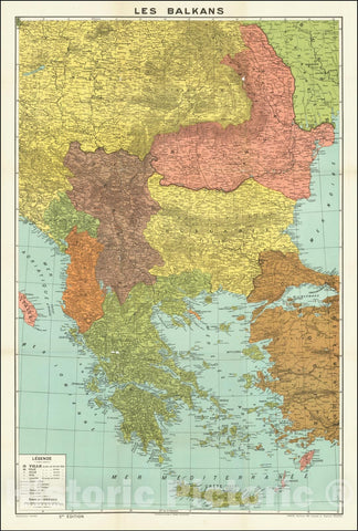 Historic Map : Les Balkans, 1920, Vintage Wall Art