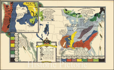 Historic Map : Weyerhaeuser Map of American Timberland,  1934, Vintage Wall Art