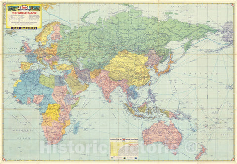 Historic Map : (Second World War) Esso War Map The World Island , 1944, Vintage Wall Art