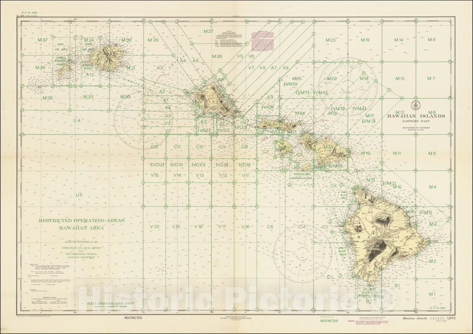 Historic Map : Second World War - Hawaii, 1941, Vintage Wall Art