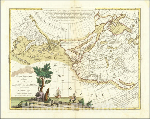 Historic Map : Nuove Scoperte de' Russi al Nord del Mare del Sud si nell'Asia, che nell'America, 1776,  1776 v2, Vintage Wall Art