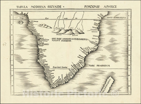 Historic Map : First Modern Map of Southern Africa,Tabula Moderna Secunde Porcionis Aphricae, 1513, Vintage Wall Art