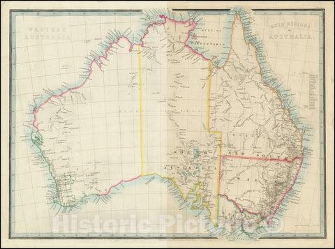 Historic Map : Gold Regions of Australia , and,1851, Vintage Wall Art