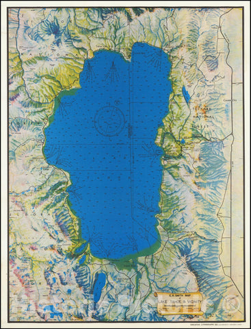Historic Map : E.R. Smith Lake Tahoe & Vicinity,1947 (1963), Vintage Wall Art