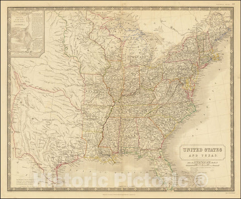 Historic Map : Shows Republic of Texas,United States and Texas, 1845 v1, Vintage Wall Art