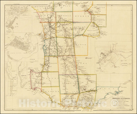 Historic Map : The Colony of Western Australia;From The Surveys of John Septimus Roe Esqr. Surveyor Genl. And from other Official Documents in the Colonial Office and Admiralty, 1839, 1843, Vintage Wall Art