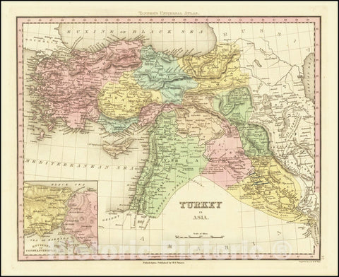 Historic Map : Turkey in Asia, 1834, Vintage Wall Art