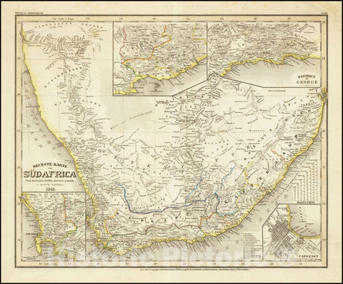 Historic Map : Neueste Karte von Sud Africa , 1846, 1846, Vintage Wall Art