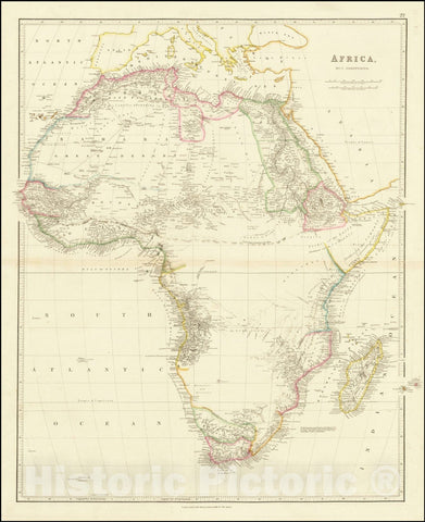 Historic Map : Africa, 1840, Vintage Wall Art