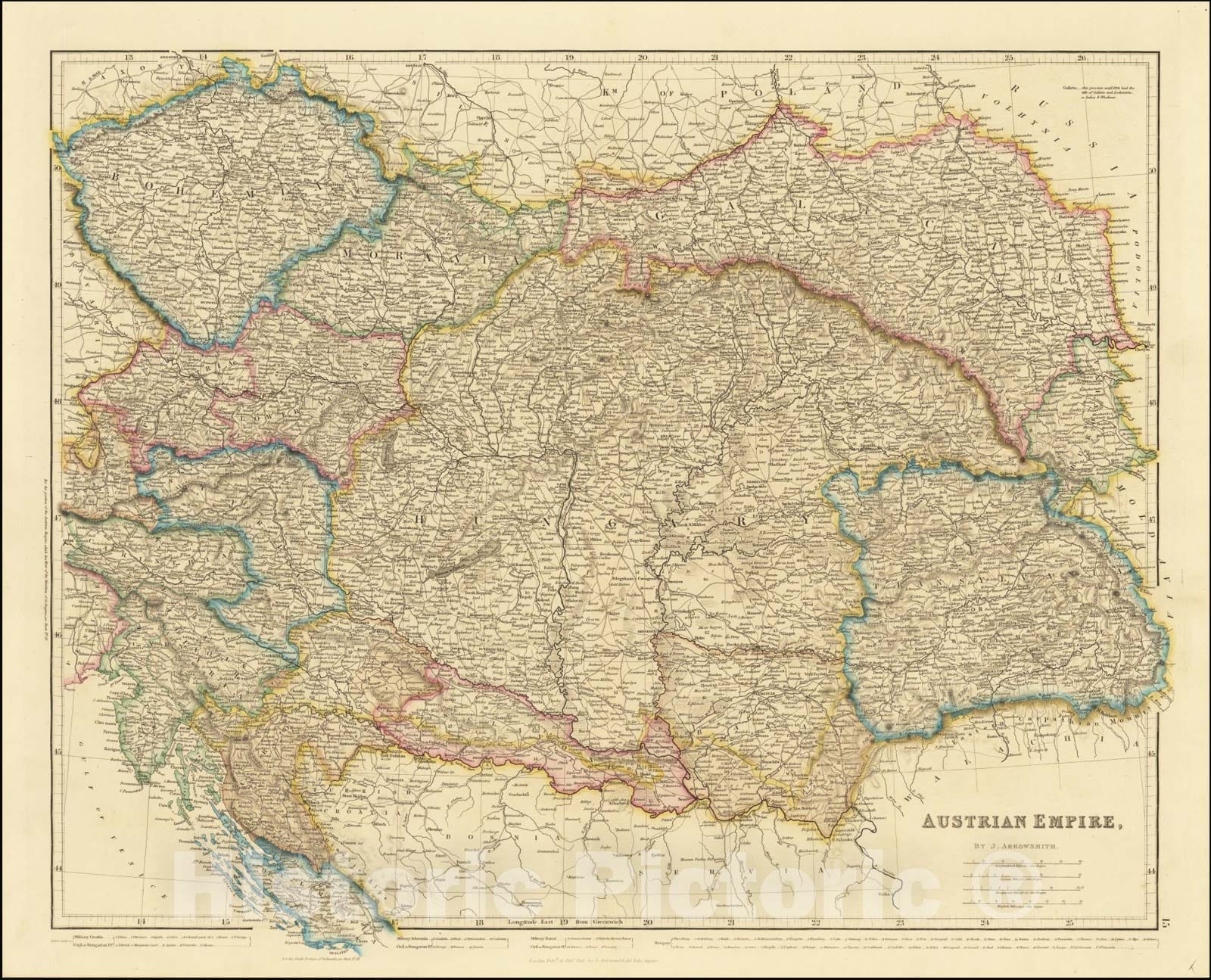 Historic Map : Austrian Empire , 1842, Vintage Wall Art