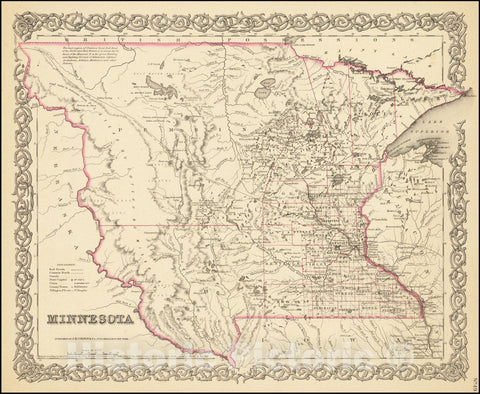Historic Map : Minnesota , 1855, Vintage Wall Art