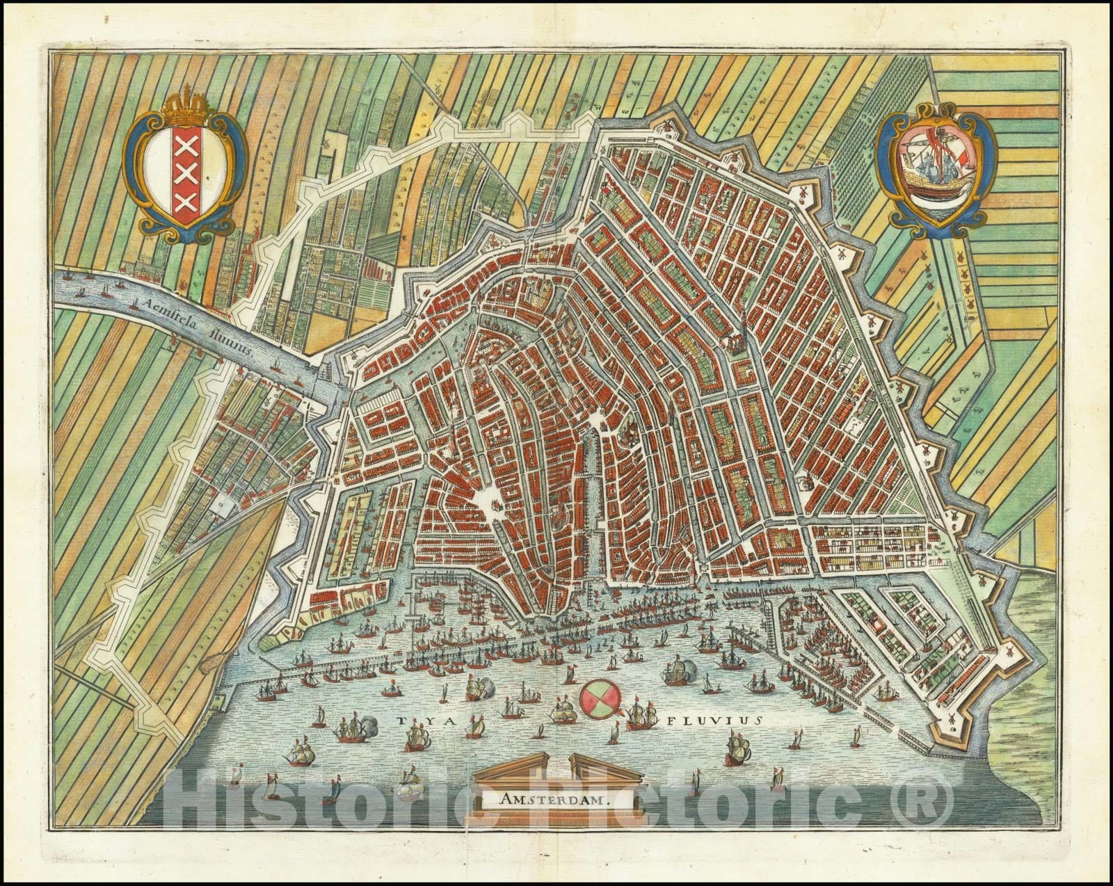 Historic Map : Amsterdam, 1636, Vintage Wall Art