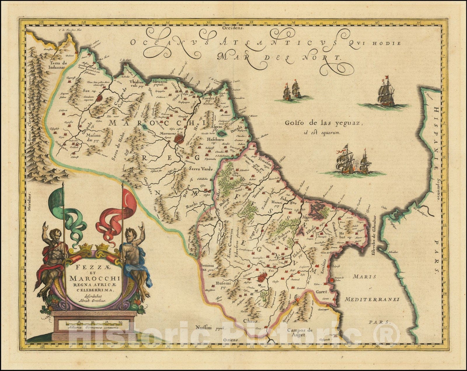 Historic Map : Fezzae et Marocchi Regna Africae Celeberrima,  1660, Vintage Wall Art