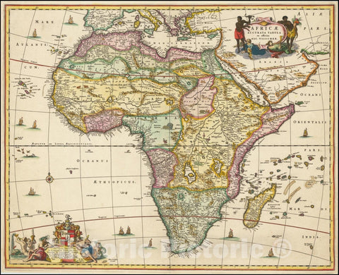 Historic Map : Africae Accurata Tabula ex officina Nic. Visscher, 1675, Vintage Wall Art