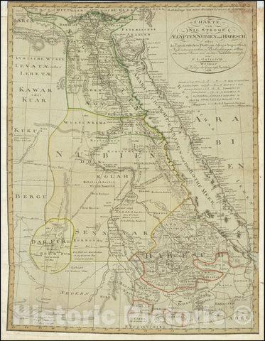 Historic Map : Charte vom Nil Strome, Aegypten, Nubien und Habesch, oder der nord-ostlichen Theil von Africa, 1804, 1797, Vintage Wall Art