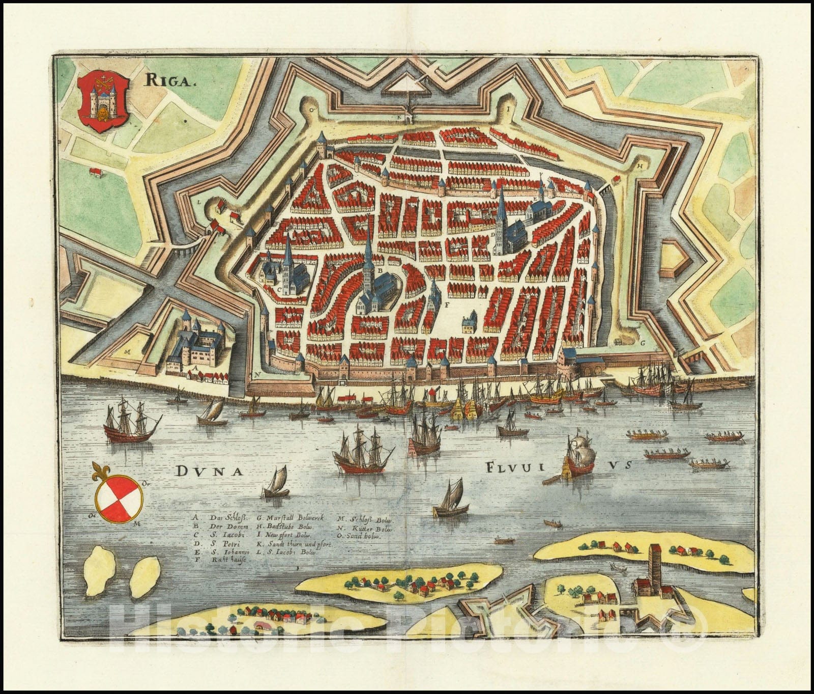 Historic Map : Riga, 1650, Vintage Wall Art