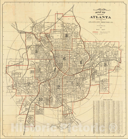 Historic Map : Greater Atlanta, 1912, Vintage Wall Art