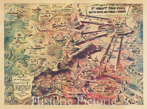 Historic Map : Berlin Airlift,1st Airlift Task Force United States Air Forces in Europe, 1949, Vintage Wall Art