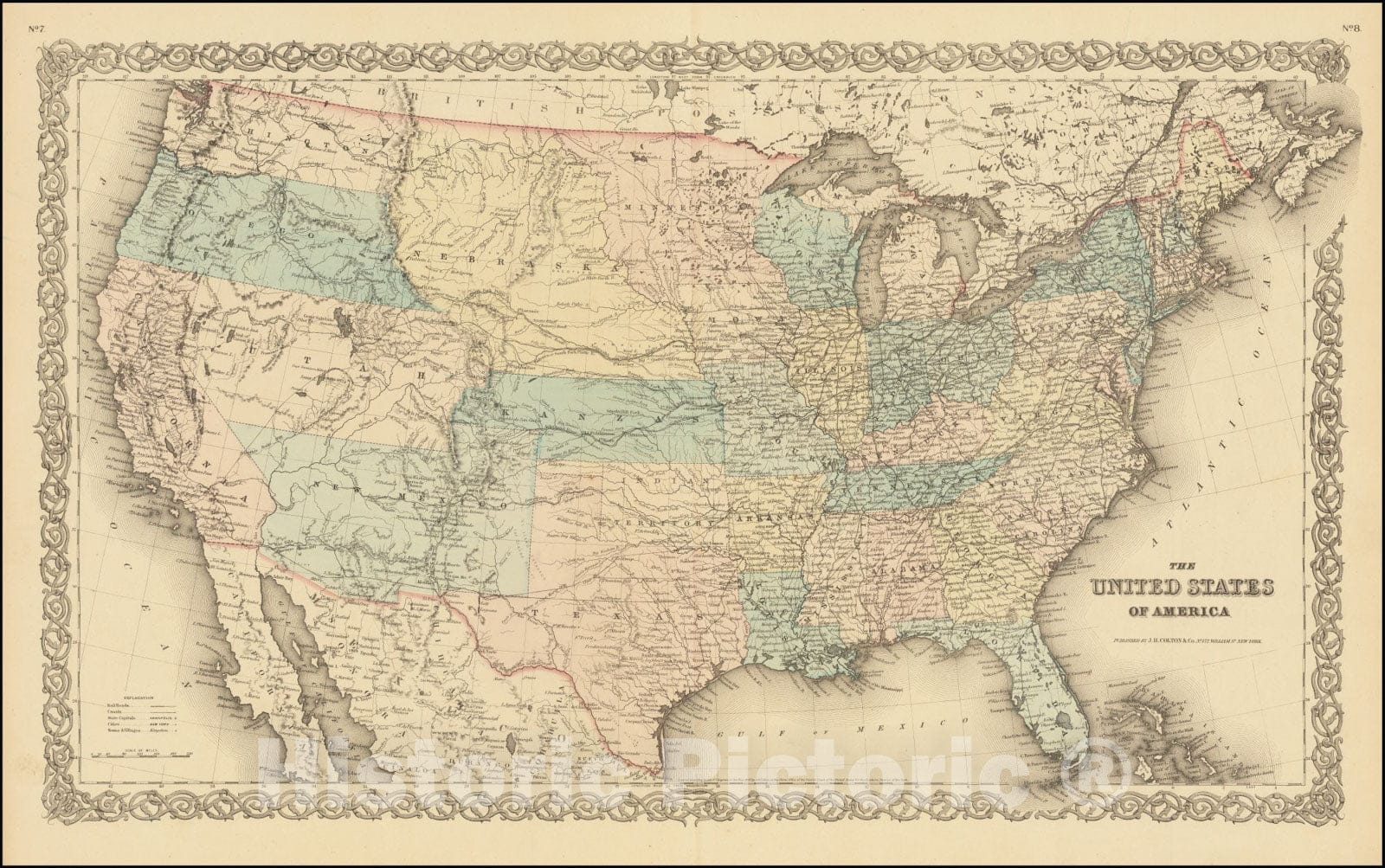 Historic Map : The United States of America, 1855, Vintage Wall Art