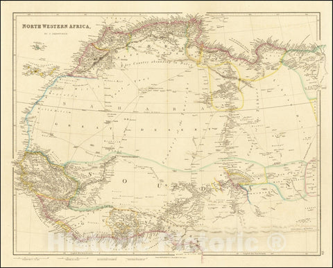 Historic Map : North Western Africa, 1842, Vintage Wall Art