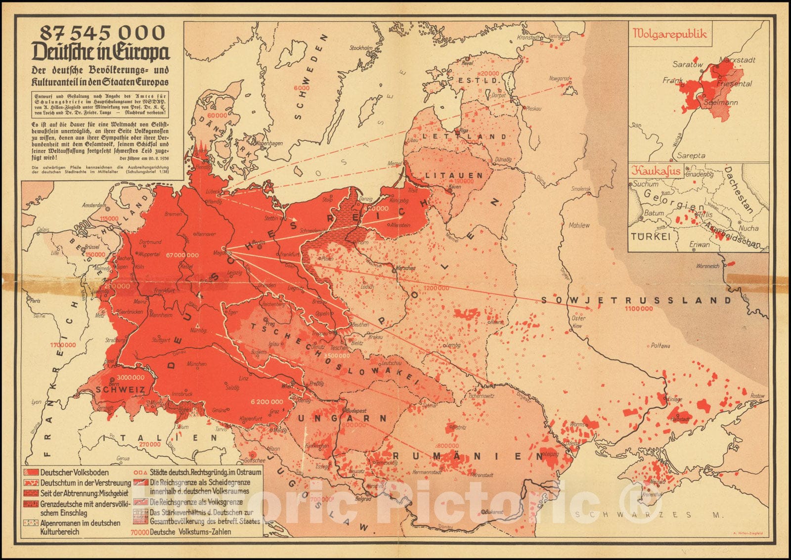 Historic Map : Second World War - Nazism, 1938, Vintage Wall Art