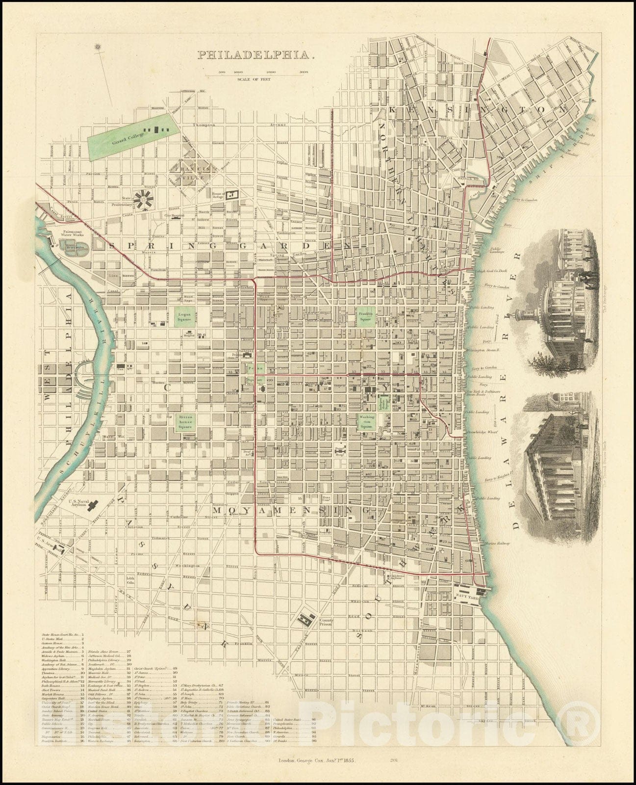 Historic Map : Philadelphia, 1840, Vintage Wall Art