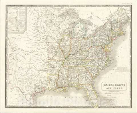 Historic Map : Shows Republic of Texas,United States and Texas, 1845 v2, Vintage Wall Art