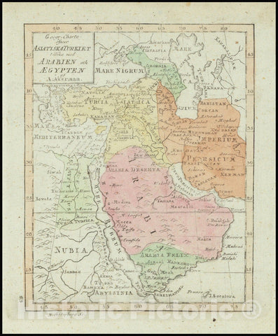 Historic Map : Geogr: Charta ofwer Asiatiska Turkiet tillika med Arabien och Aegypten af A. Akerman, 1768, Vintage Wall Art