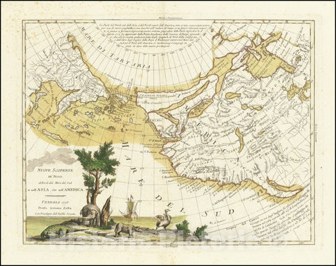 Historic Map : Nuove Scoperte de' Russi al Nord del Mare del Sud si nell'Asia, che nell'America, 1776,  1776 v1, Vintage Wall Art