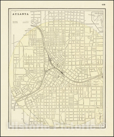 Historic Map : Atlanta, 1892, Vintage Wall Art