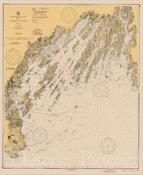 Historic Nautical Map Casco Bay Maine, 1943 NOAA Chart Vintage W