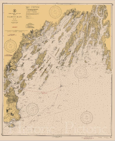 Historic Nautical Map - Casco Bay -  Maine, 1943 NOAA Chart - Vintage Wall Art