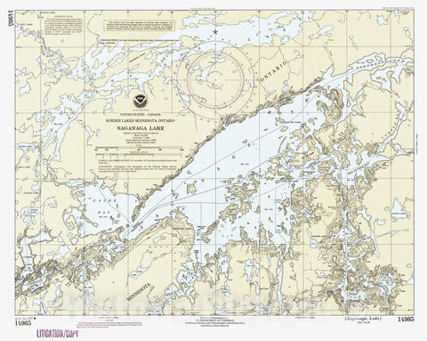 Historic Nautical Map - Saganaga Lake, MN, 1991 NOAA Chart - Vintage Wall Art