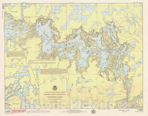 Historic Nautical Map - Crooked Lake, MN, 1976 NOAA Chart - Vintage Wall Art