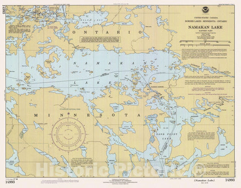 Historic Nautical Map - Namakan Lake, MN, 1991 NOAA Chart - Vintage Wall Art