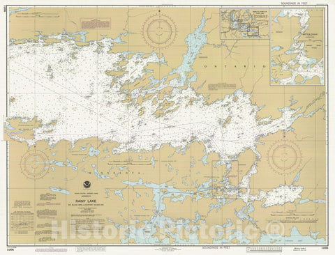 Historic Nautical Map - Rainy Lake, MN, 1985 NOAA Chart - Vintage Wall Art, v2