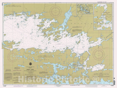 Historic Nautical Map - Rainy Lake, MN, 1999 NOAA Chart - Vintage Wall Art