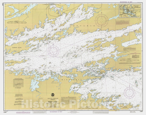 Historic Nautical Map - Rainy Lake, MN, 1985 NOAA Chart - Vintage Wall Art
