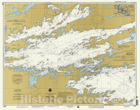 Historic Nautical Map - Rainy Lake, MN, 1998 NOAA Chart - Vintage Wall Art