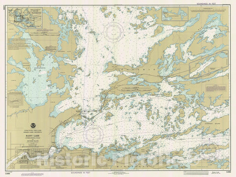 Historic Nautical Map - Rainy Lake, MN, 1989 NOAA Chart - Vintage Wall Art